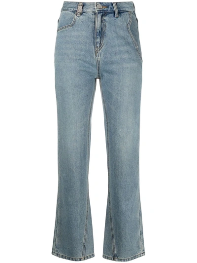 Shop Ader Error Cropped Straight-leg Jeans In Blue