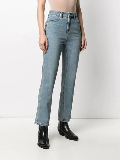 Shop Ader Error Cropped Straight-leg Jeans In Blue