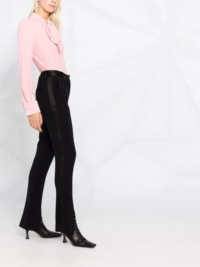 Shop Alexander Mcqueen Pussy-bow Silk Blouse In Pink