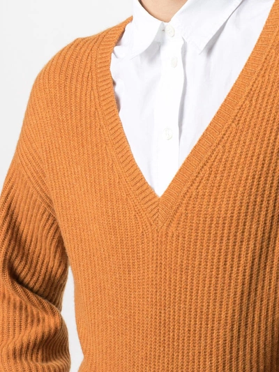 Shop Theory Rib-knit Cashmere Jumper In Brown