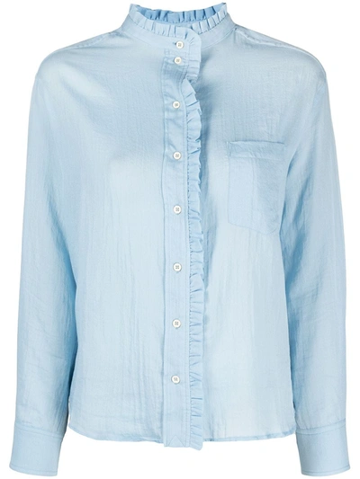 Shop Masscob Ruffle-trim Blouse In Blue