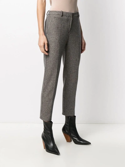 Shop Theory Check-print Cropped Trousers In Brown
