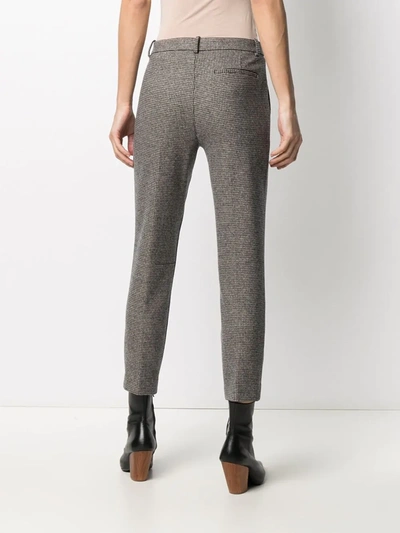 Shop Theory Check-print Cropped Trousers In Brown