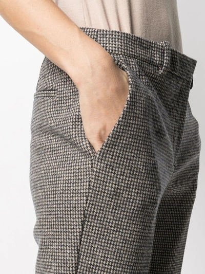 Shop Theory Check-print Cropped Trousers In Brown
