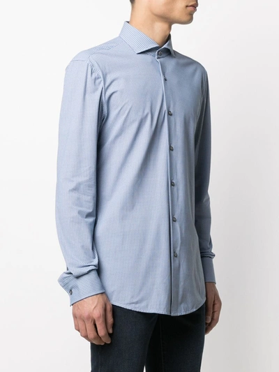 Shop Hugo Boss Micro-patterned Shirt In Blue