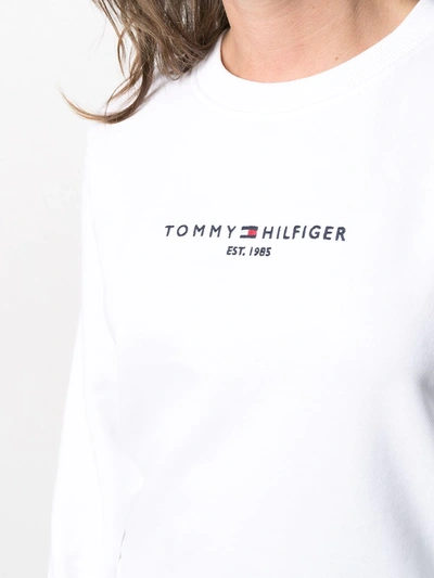 Shop Tommy Hilfiger Logo Embroidered Sweatshirt In White