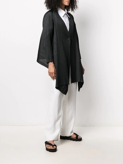 Shop Issey Miyake Echo Pleated Coat In Black