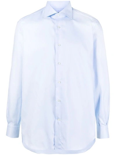 Shop Mazzarelli Classic Collar Buttoned Shirt In Blue