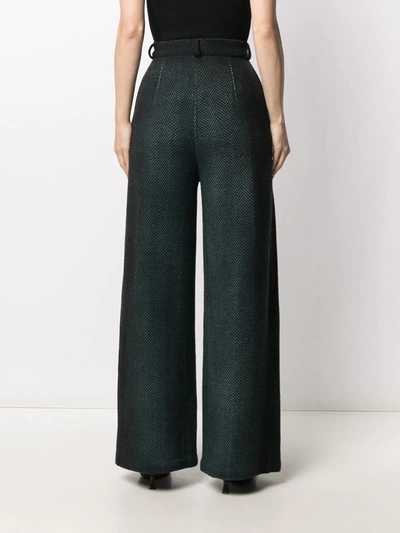 Shop Avant Toi Herringbone Wide-leg Trousers In Green