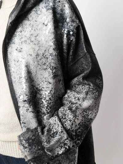 Shop Avant Toi Sequin-embellished Distressed Hoodie In Grey