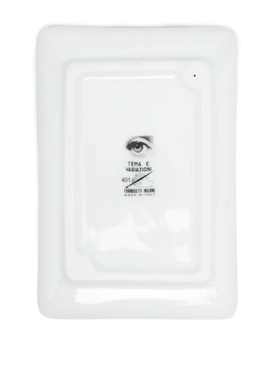 Shop Fornasetti Tema E Variazioni No.401 Rectangular Tray In Black