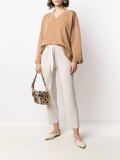 Shop Antonella Rizza Knitted High-waisted Trousers In Neutrals