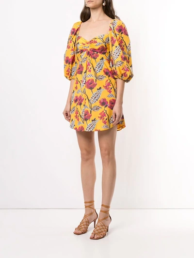 Shop A.l.c Floral-print Puff-sleeve Mini Dress In Yellow