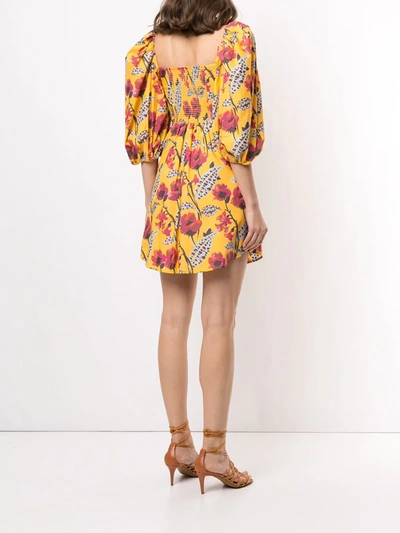 Shop A.l.c Floral-print Puff-sleeve Mini Dress In Yellow
