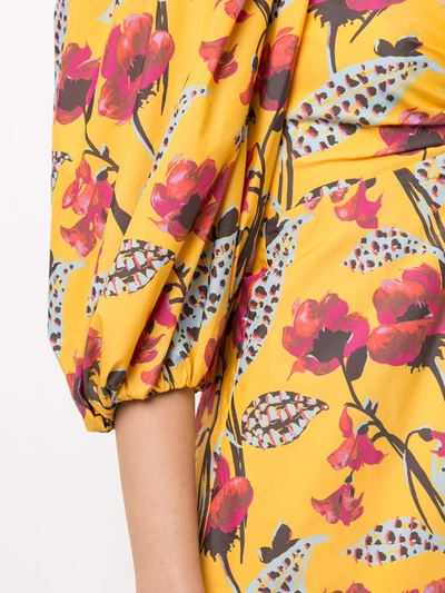 Shop A.l.c Floral-print Puff-sleeve Mini Dress In Yellow