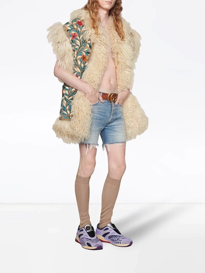 Shop Gucci Oversized Floral-embroidered Gilet Jacket In Neutrals