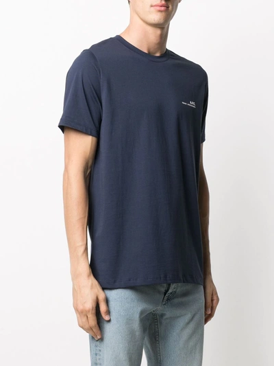 Shop Apc Logo Print Short-sleeved T-shirt In Blue