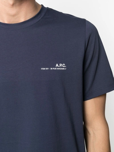 Shop Apc Logo Print Short-sleeved T-shirt In Blue