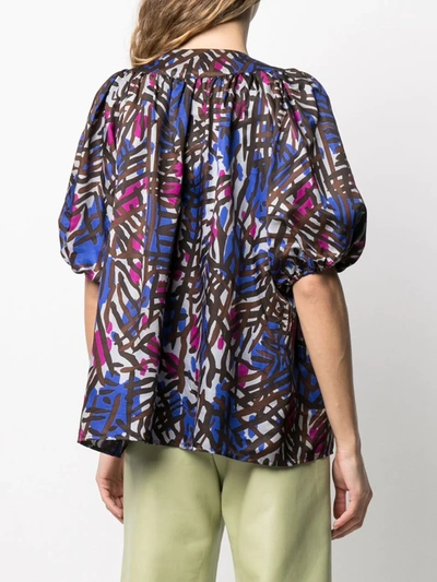 Pre-owned Saint Laurent Abstract Print Blouse In Blue