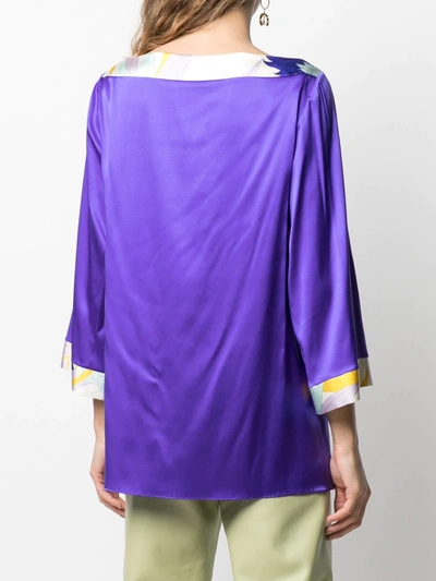 Pre-owned Emilio Pucci 叶子印花罩衫 In Purple