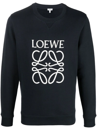 Shop Loewe Embroidered Logo Sweatshirt In Blue