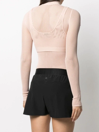 Shop Fendi Layered-effect Mesh Bodysuit In Pink