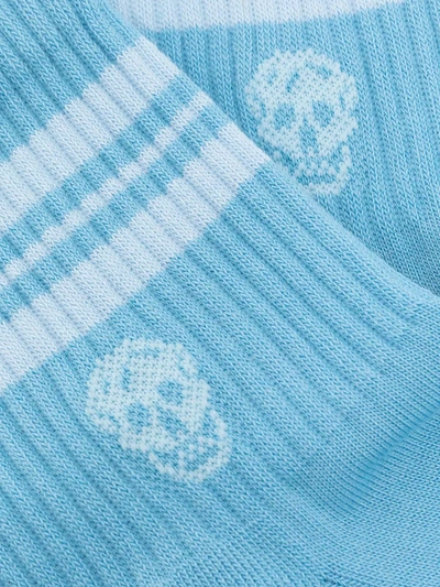 Shop Alexander Mcqueen Skull Logo-print Socks In Blue