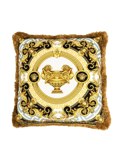Versace Home Cushion With Baroque Print In Gold