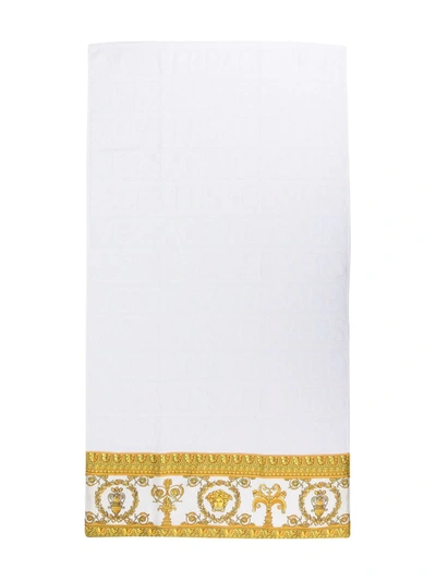 Shop Versace Home Logo-edged Towel In White
