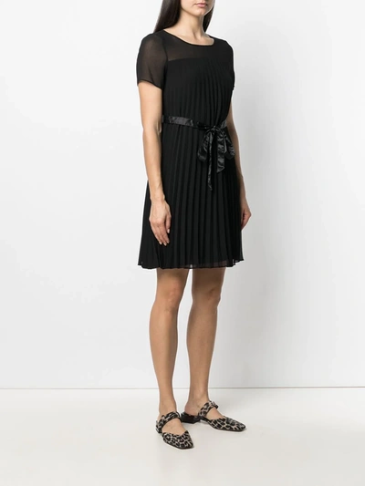 Shop Dkny Pleated Mini Dress In Black