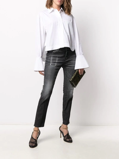 Dsquared2 Distressed-effect Logo-patch Denim Jeans In Black