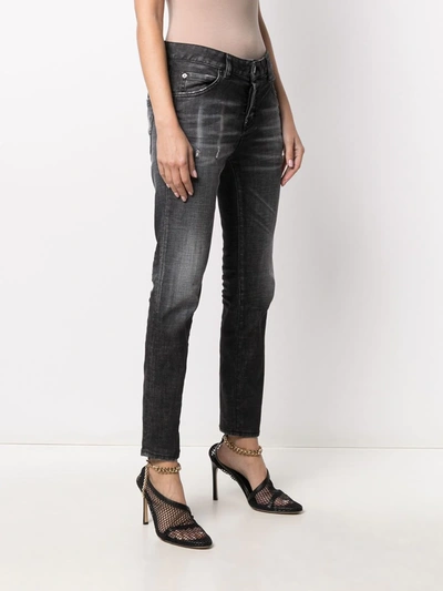 Dsquared2 Distressed-effect Logo-patch Denim Jeans In Black