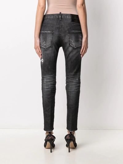 Dsquared2 Distressed-effect Logo-patch Denim Jeans In Black