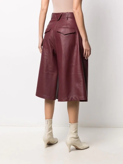 Shop Bottega Veneta High-waist Wide-leg Shorts In Red