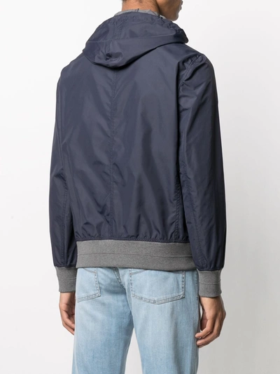 Shop Brunello Cucinelli Lightweight Hooded Jacket In Blue