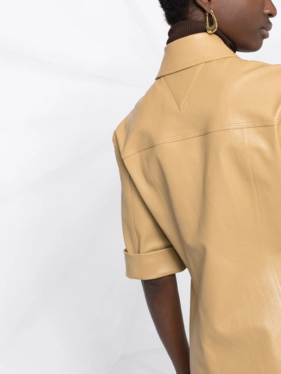 Shop Bottega Veneta Short-sleeve Leather Shirt In Neutrals