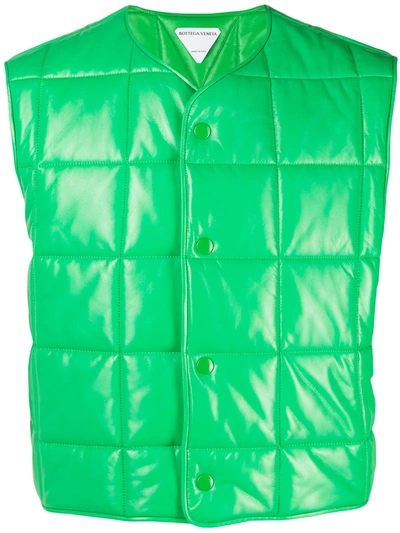 Bottega Veneta Square Quilted Leather Gilet in Green for Men Womens Clothing Jackets Waistcoats and gilets 