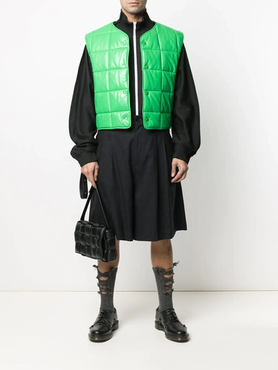 Shop Bottega Veneta Square-quilt Sleeveless Jacket In Green