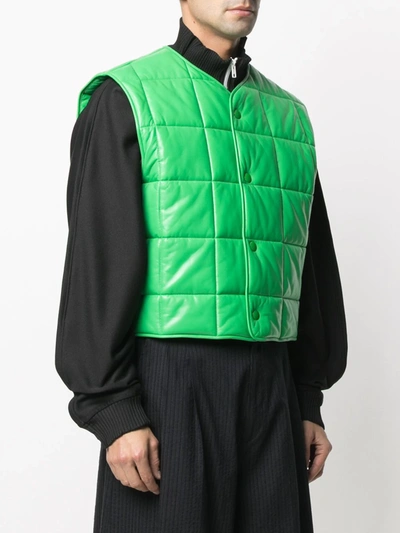 Shop Bottega Veneta Square-quilt Sleeveless Jacket In Green