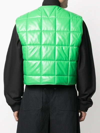 Shop Bottega Veneta Square-quilt Sleeveless Jacket In Green