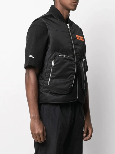 Shop Heron Preston Padded Zip-pocket Waistcoat In Black