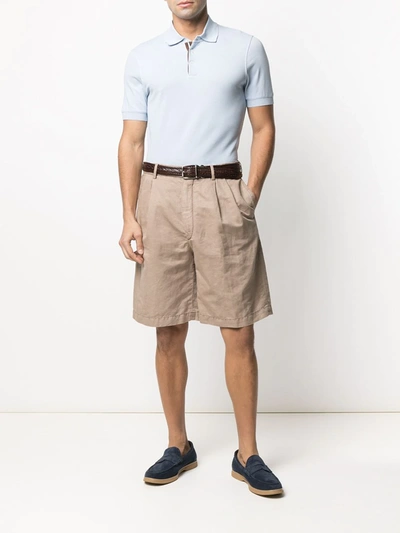 Shop Brunello Cucinelli Buttoned-down Collar Polo Shirt In Blue