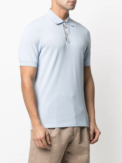 Shop Brunello Cucinelli Buttoned-down Collar Polo Shirt In Blue