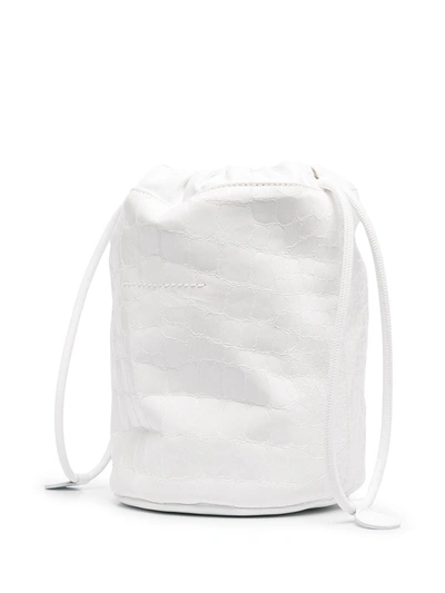 Shop Mm6 Maison Margiela Embossed Crocodile-effect Bucket Bag In White