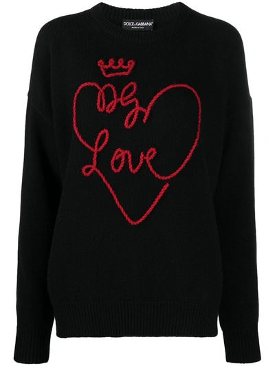 Shop Dolce & Gabbana Love-embroidered Jumper In Black