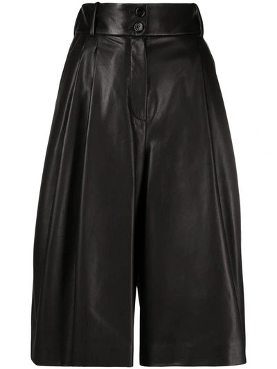 Shop Dolce & Gabbana Pleated High-waisted Culottes In Black