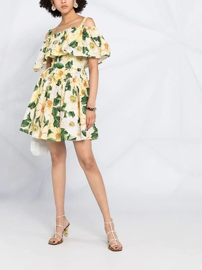 Shop Dolce & Gabbana Floral-print Dress In Yellow