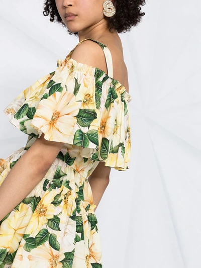 Shop Dolce & Gabbana Floral-print Dress In Yellow