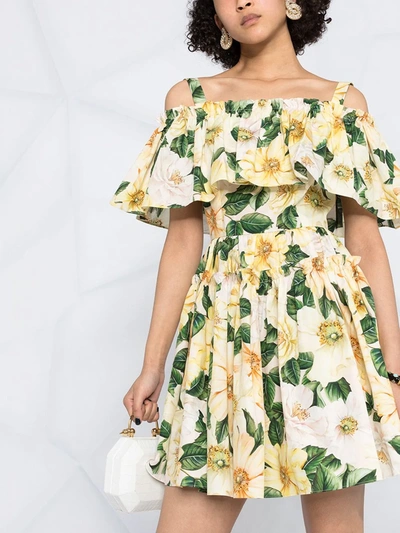 Shop Dolce & Gabbana Floral-print Dress In Yellow