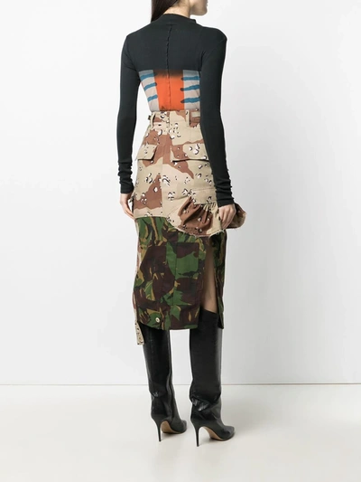 Preen By Thornton Bregazzi Floral Upcycled Camouflage Cotton-blend Midi Skirt In Green